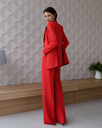 Red Belted Wide-Leg Suit 2-Piece (article 030)