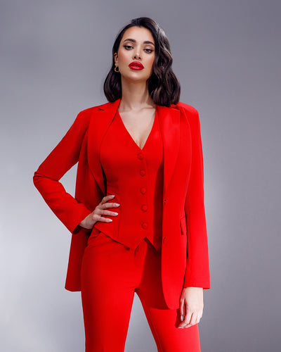 Red Regular-Fit 3-Piece Suit (article 402)
