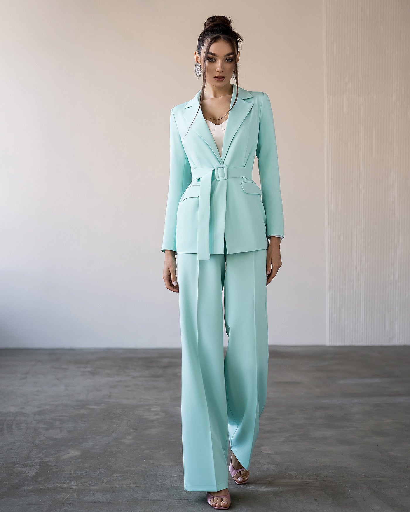 Tiffany Belted Wide-Leg Suit 2-Piece (article 030)