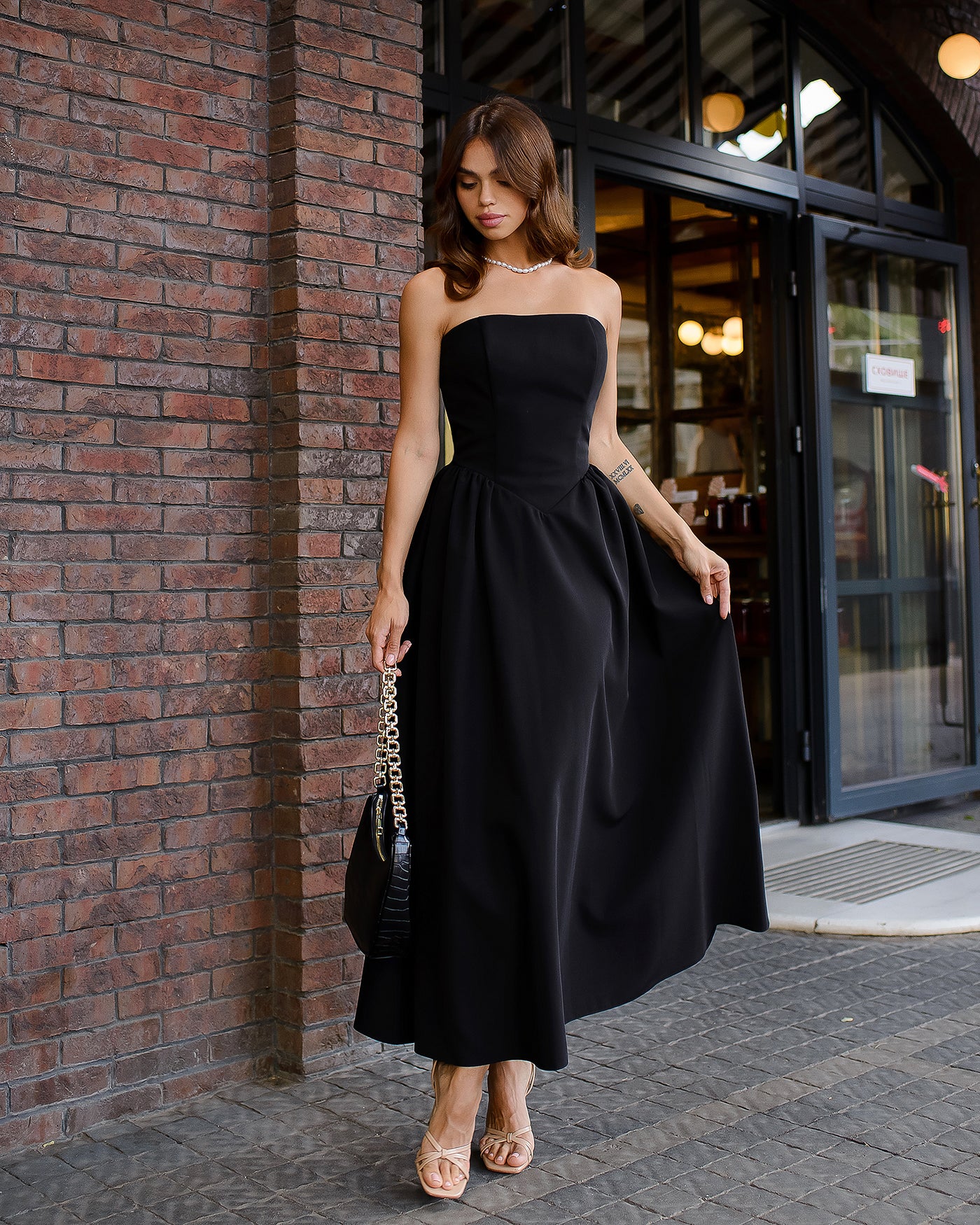 Black CORSETED STRAPLESS DRESS (ARTICLE 503)