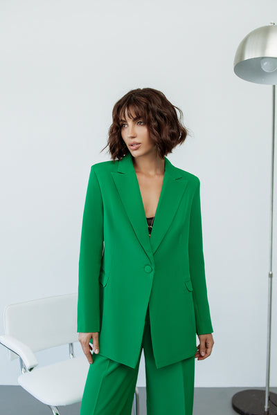 Green SINGLE-BREASTED WIDE-LEG SUIT 2-PIECE (ARTICLE C347)