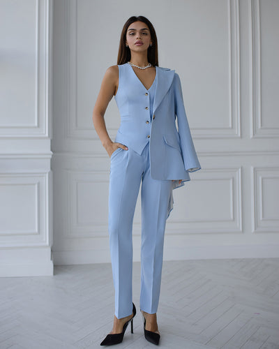 Sky-Blue Office Regular-Fit 3-Piece Suit (article 033)