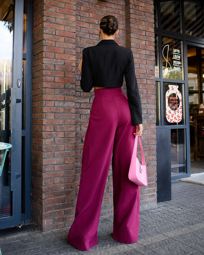 Bordeaux High Waist Fitted Palazzo Pants (article 508)