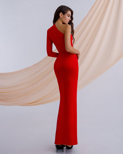 Red One-Shoulder Maxi Dress (article 262)