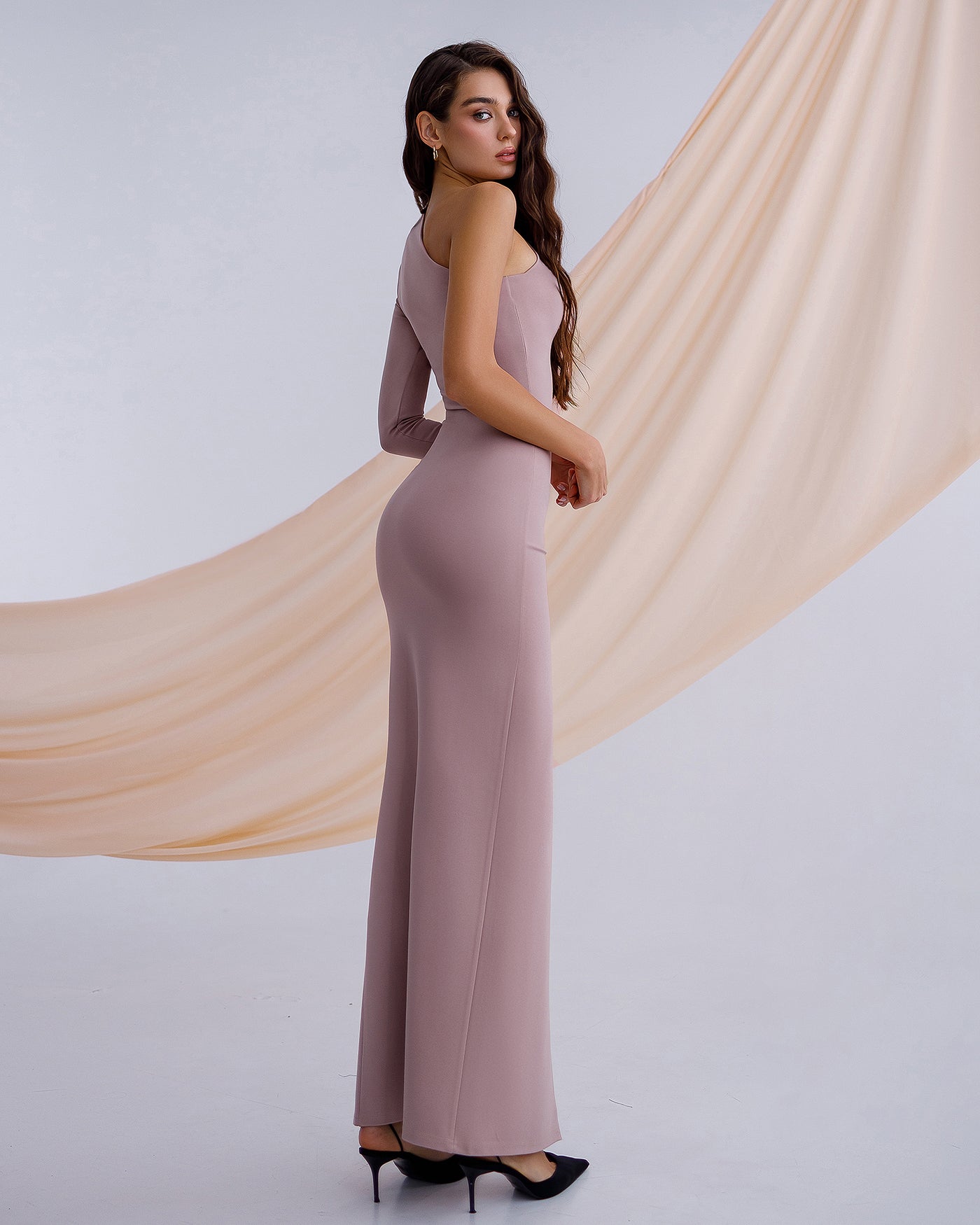 Beige One-Shoulder Maxi Dress (article 262)