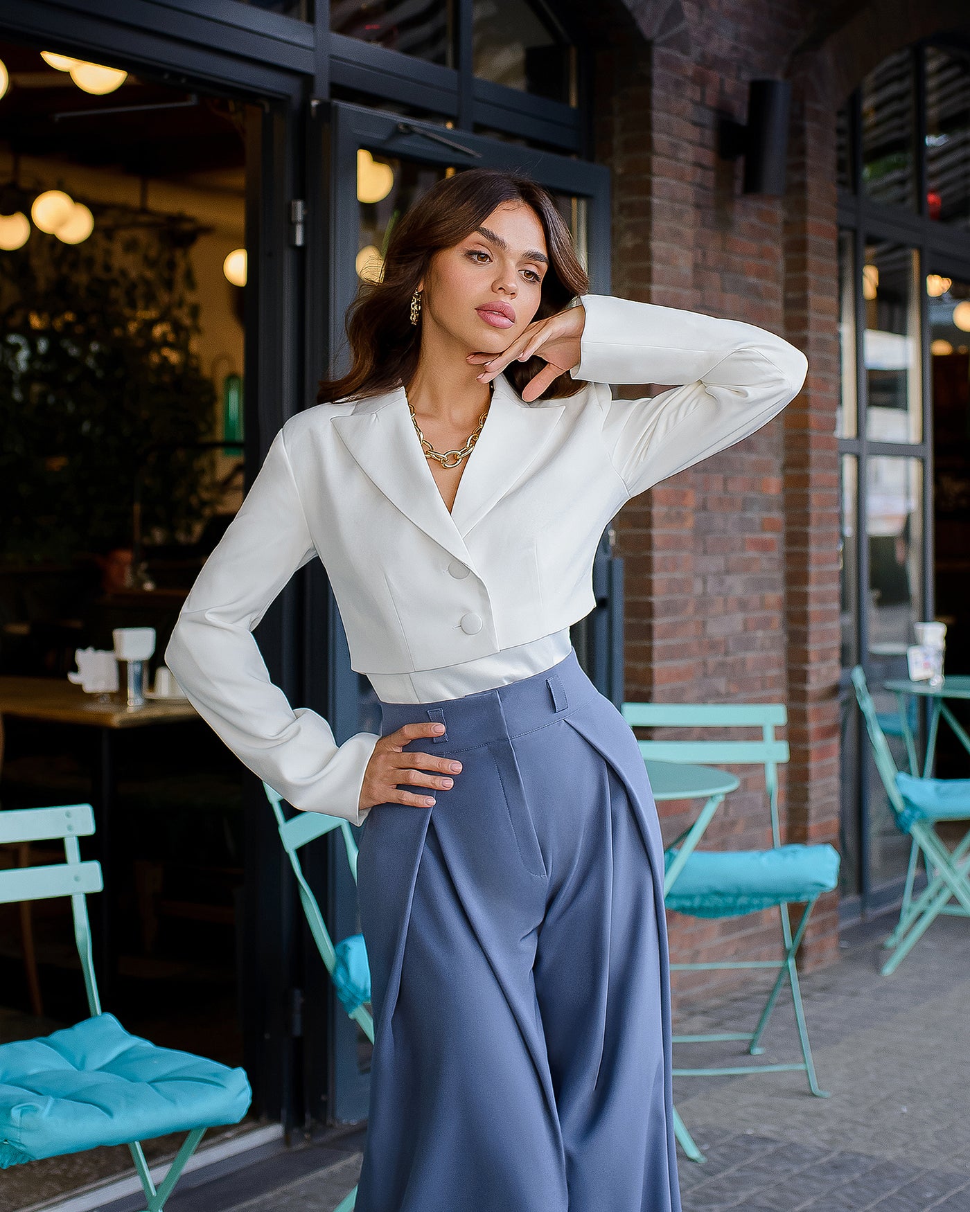 Grey HIGH WAIST FITTED PALAZZO PANTS (ARTICLE 508)