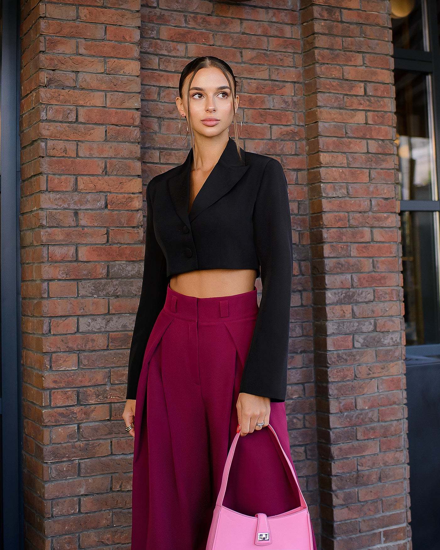 Bordeaux High Waist Fitted Palazzo Pants (article 508)