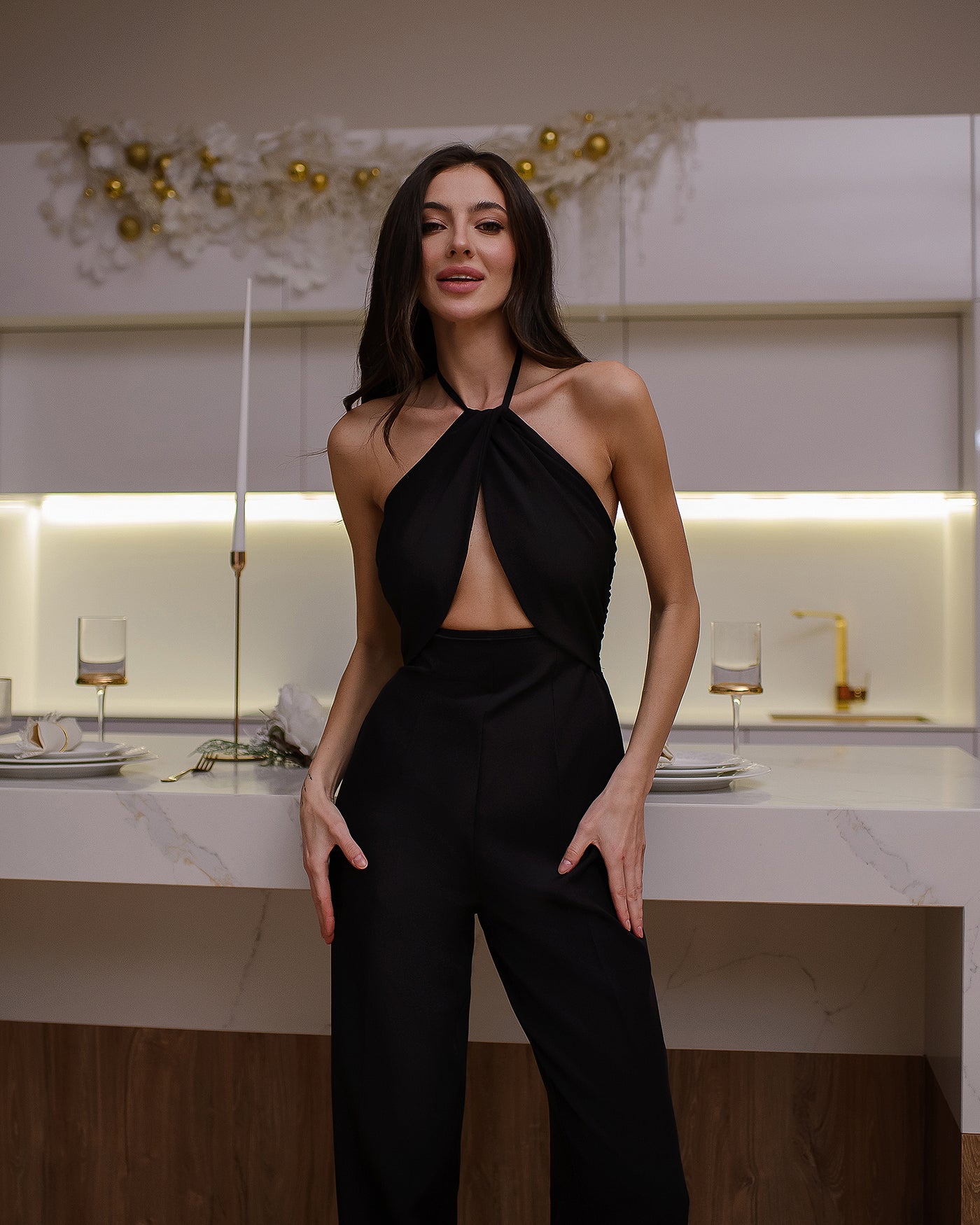 Black BOW TOP BACKLESS JUMPSUIT (ARTICLE 520)