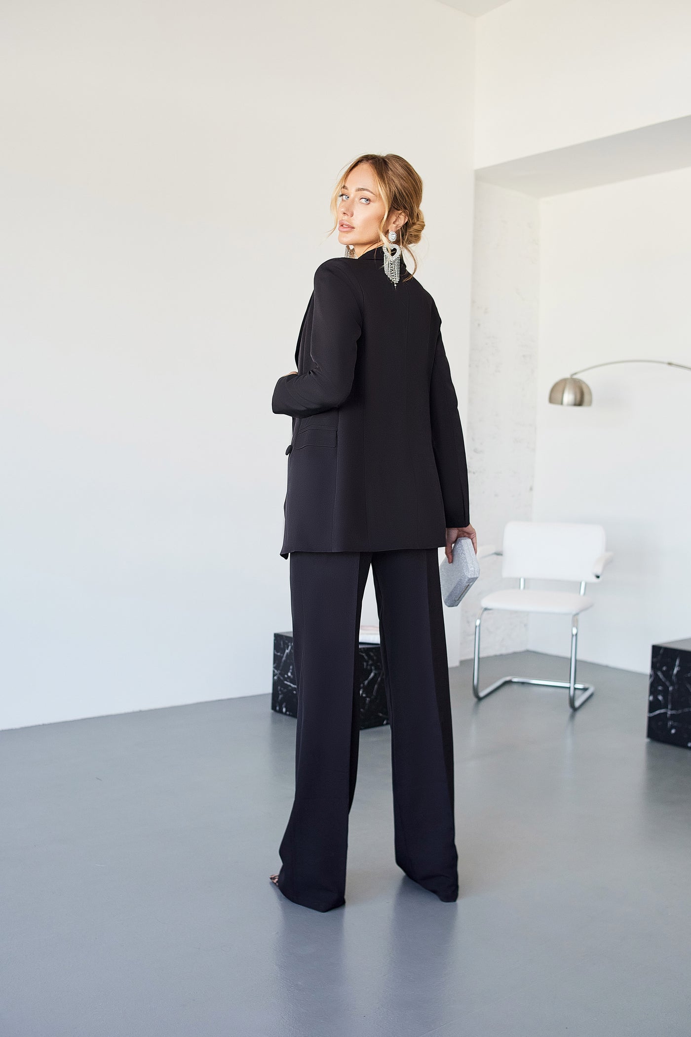 Black BELTED DOUBLE BREASTED SUIT 2-PIECE (ARTICLE C273)