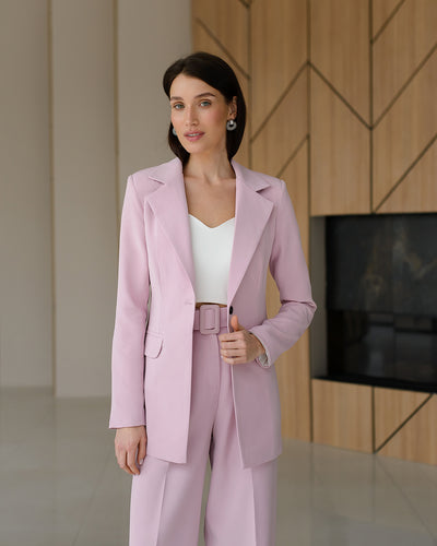 Dusty Pink BELTED WIDE-LEG SUIT 2-PIECE (ARTICLE 030)