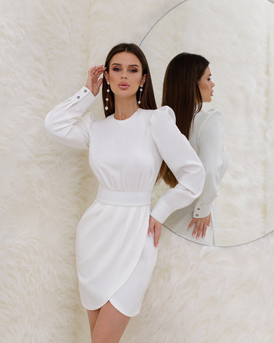 White LONG SLEEVE MINI DRESS (ARTICLE 280)