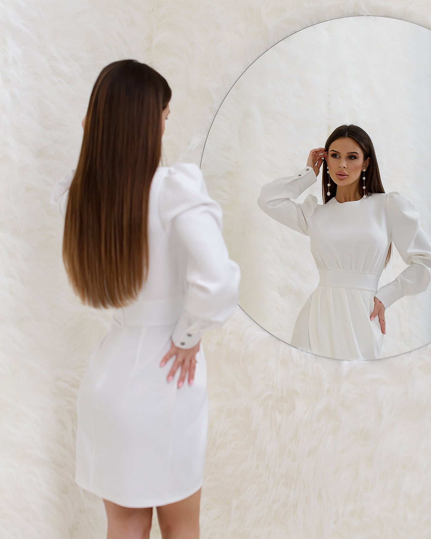 White LONG SLEEVE MINI DRESS (ARTICLE 280)