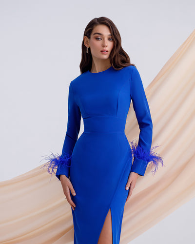 Blue Long Sleeve Midi Dress (article 374)