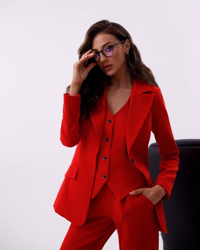 Red OFFICE SLIM-FIT 3-PIECE SUIT (ARTICLE 033)