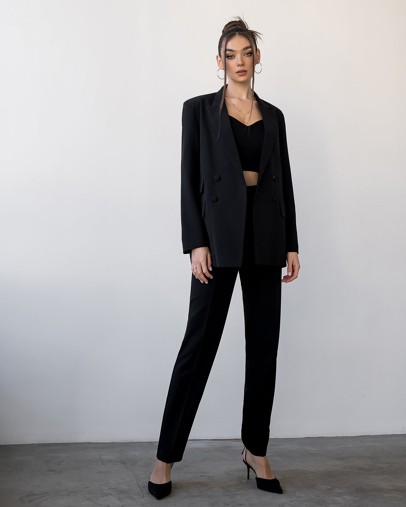 Black DOUBLE-BREASTED SUIT 2-PIECE (ARTICLE 404)