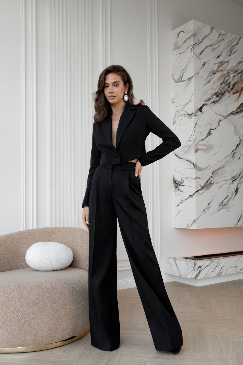 Black Crop Jacket Suit 2-Piece (article C452)