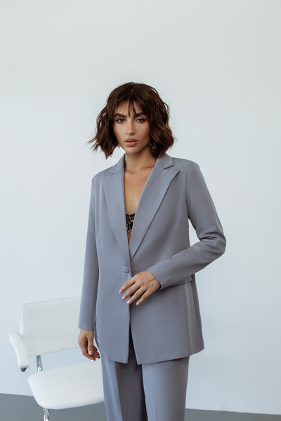 Grey SINGLE-BREASTED WIDE-LEG SUIT 2-PIECE (ARTICLE C347)