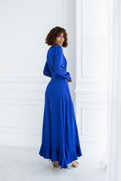 Blue THIGH-SLIT MAXI DRESS (ARTICLE C257)