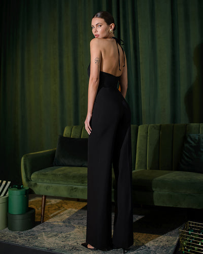 Black BOW TOP BACKLESS JUMPSUIT (ARTICLE 520)