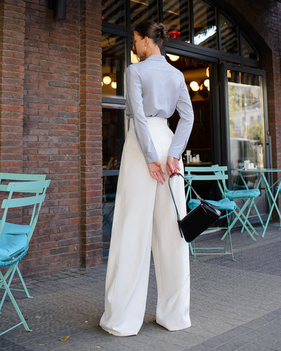 White HIGH WAIST FITTED PALAZZO PANTS (ARTICLE 508)