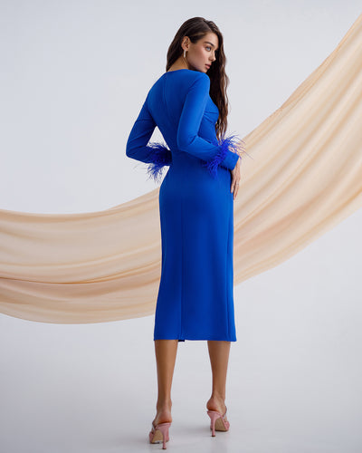 Blue Long Sleeve Midi Dress (article 374)