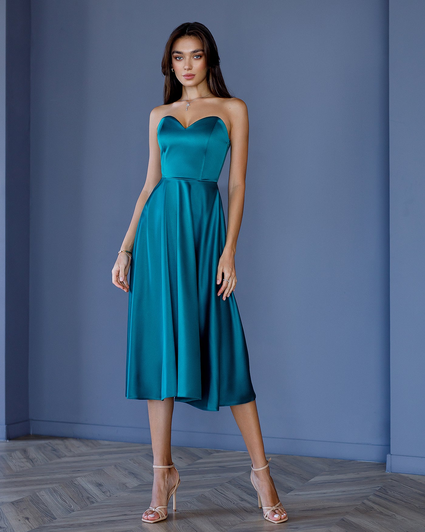 Emerald SATIN CORSETED STRAPLESS DRESS (ARTICLE 047)