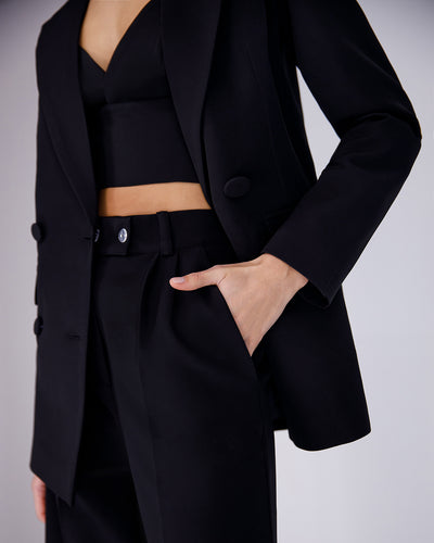 Black DOUBLE BREASTED SUIT 3-PIECE (ARTICLE 300)