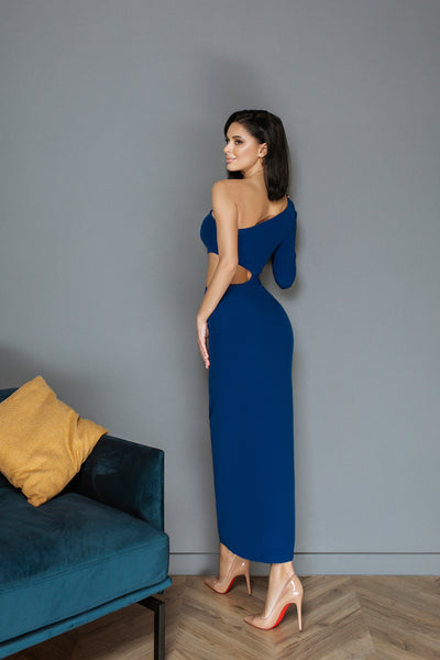 BLUE ONE-SHOULDER MAXI DRESS (ARTICLE C363)