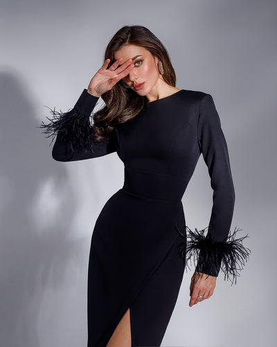 Black LONG SLEEVE MIDI DRESS (ARTICLE 374)