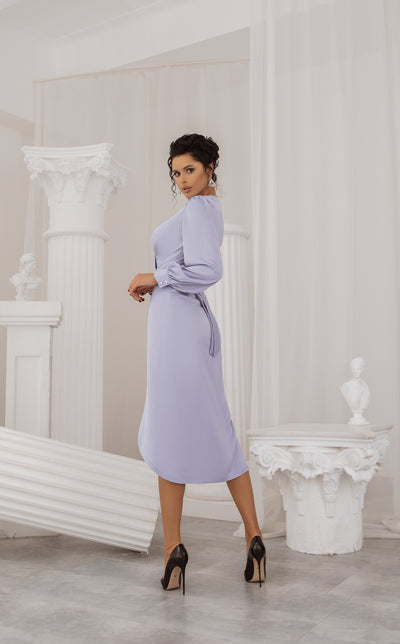 Lavender  Long Sleeve Midi Dress (article C293/1)