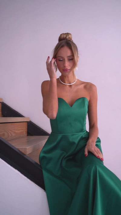 Emerald SATIN CORSETED STRAPLESS DRESS (ARTICLE 047)