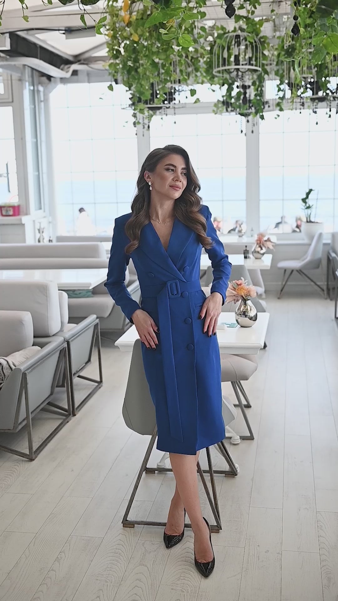 Blue BELTED DOUBLE BREASTED BLAZER DRESS (ARTICLE C282)