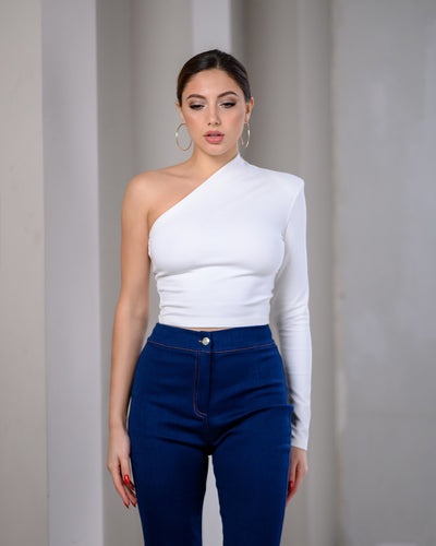 White One-Shoulder Crop Top (article 262/1)