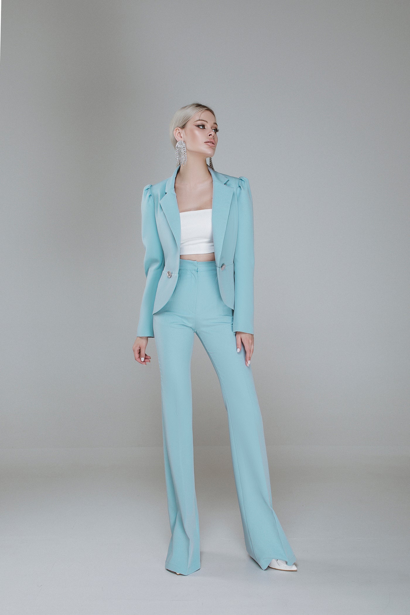 Sky blue DOUBLE BREASTED SUIT 2-PIECE (ARTICLE C333)