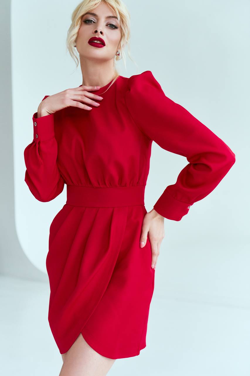 Red Long Sleeve Mini Dress (article 280)