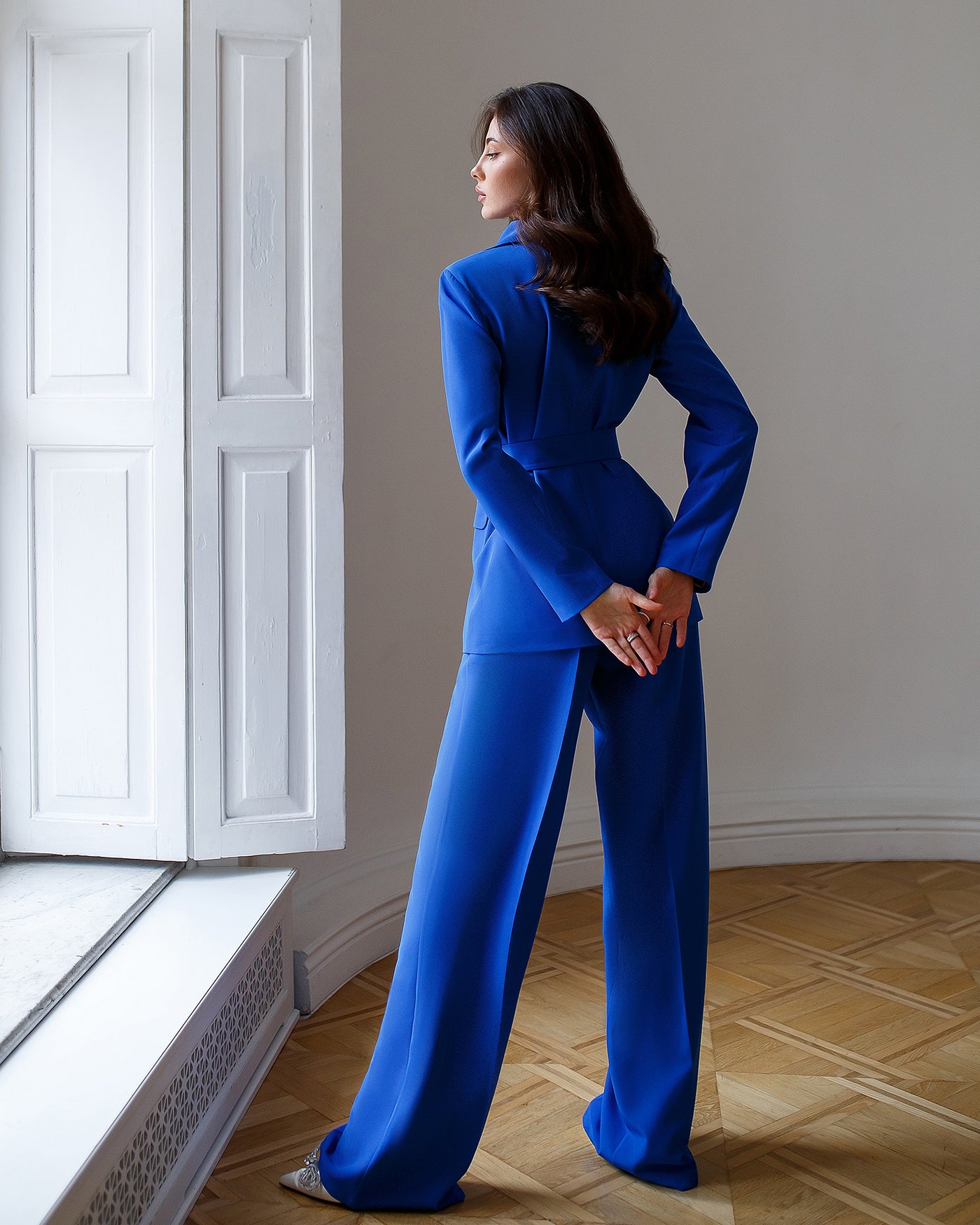 Blue Belted Wide-Leg Suit 2-Piece (article 030)