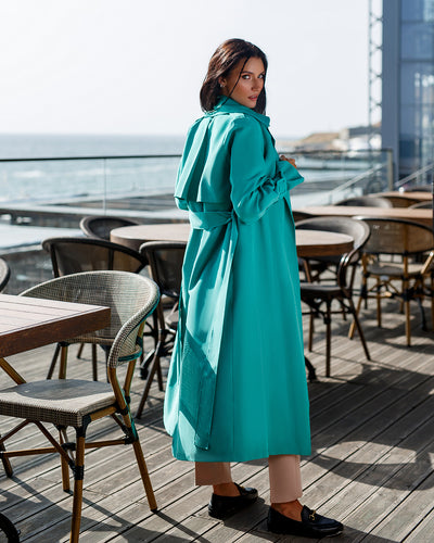 Tiffany-Blue Belted Trench Coat (article 202)