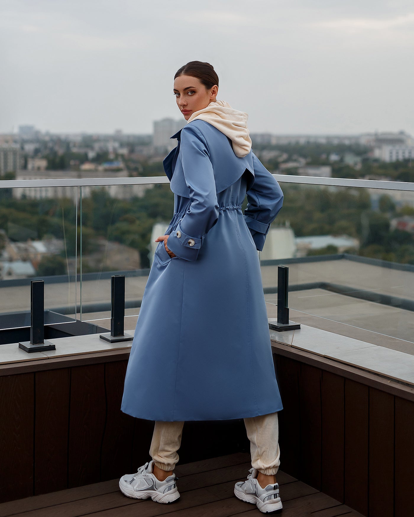 Blue LINED DOUBLE-BREASTED TRENCH COAT (ARTICLE 1000)