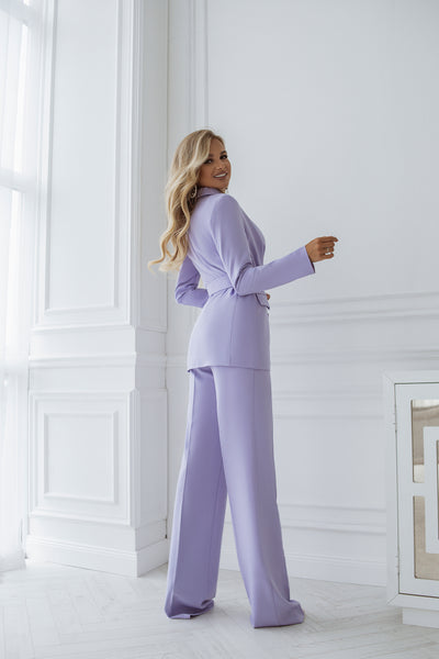 Lavender BELTED DOUBLE BREASTED SUIT 2-PIECE (ARTICLE C273)