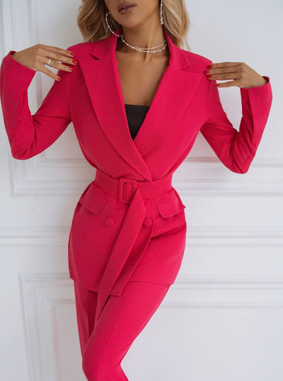 Crimson Belted Double Breasted Suit 2-Piece (article C273)