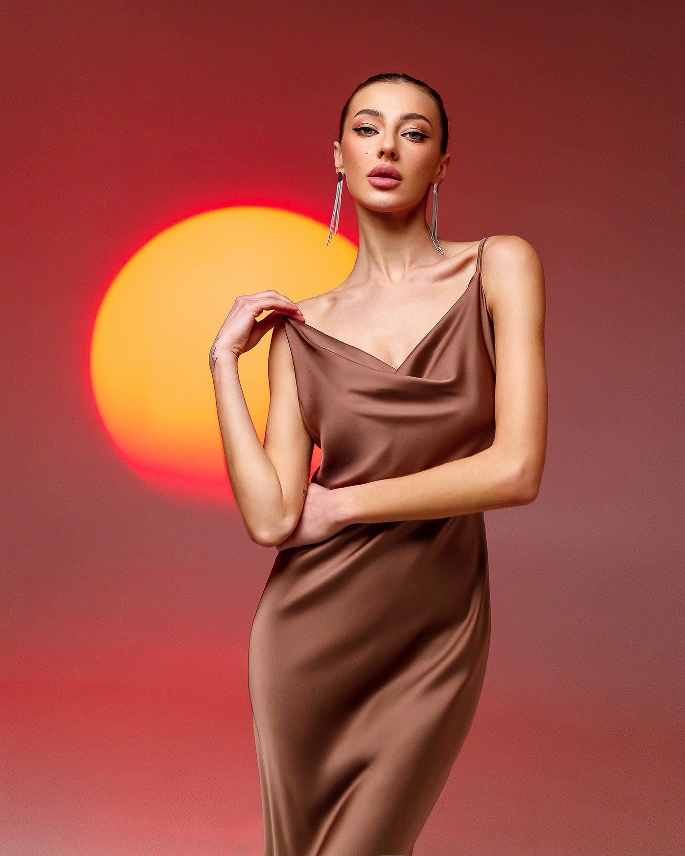 Bronze Silk Slip Dress (article 021)