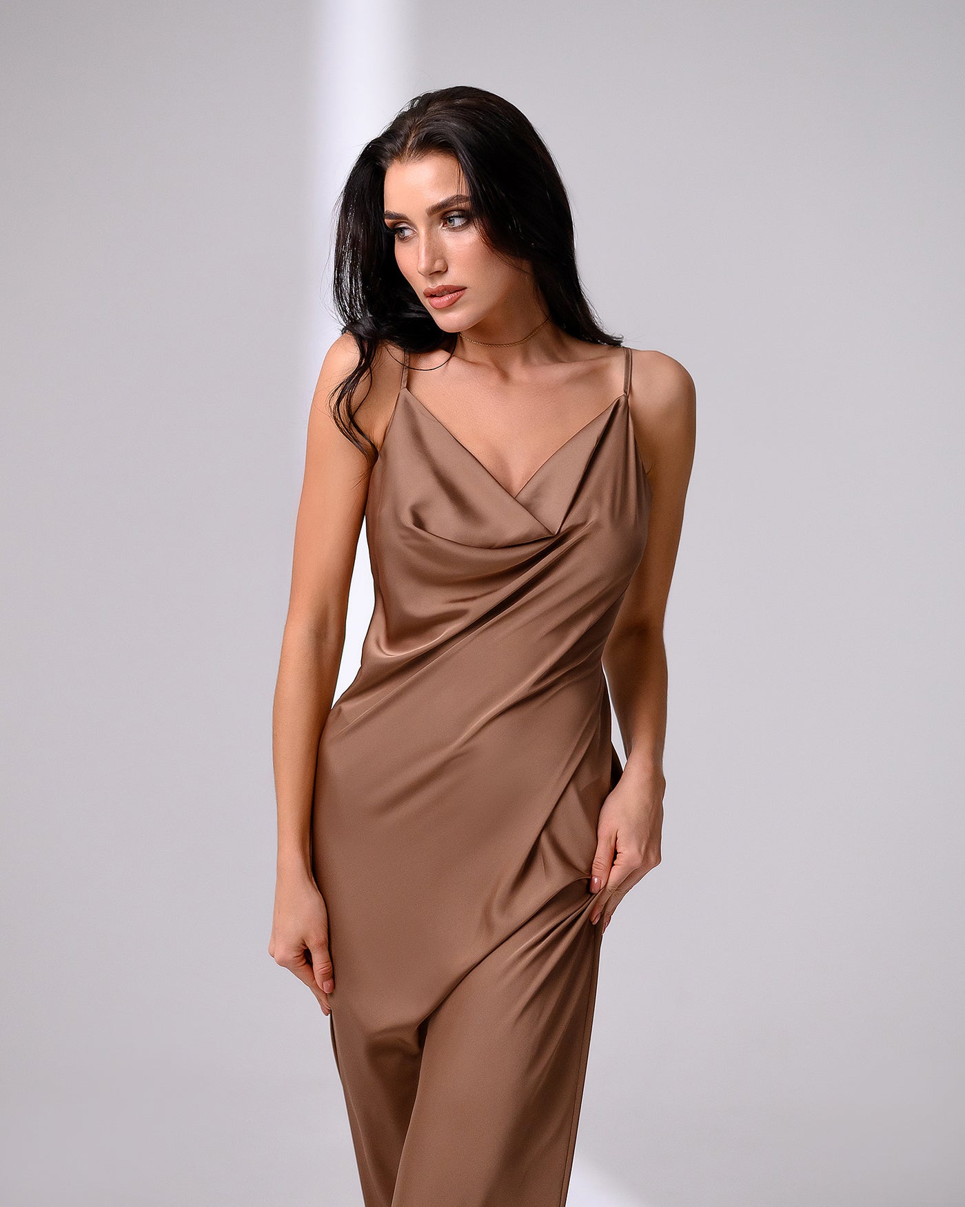 Bronze Silk Slip Dress (article 021)