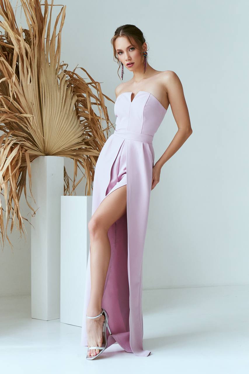 Dusty Pink STRAPLESS V-NECK JUMPSUIT (ARTICLE 323)