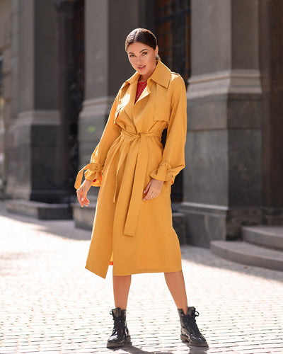 Mustard BELTED TRENCH COAT (ARTICLE 202)