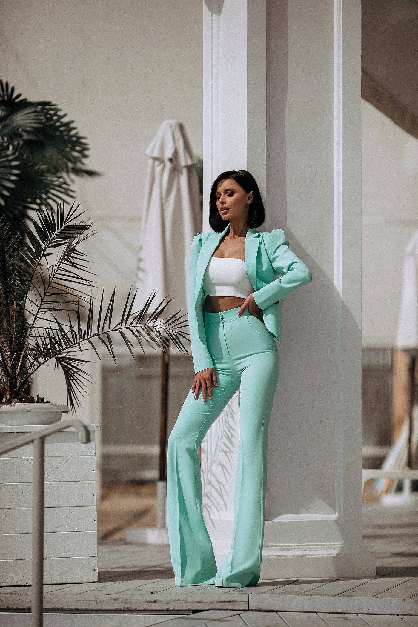 Tiffany-Blue Double Breasted Suit 2-Piece (article C333)