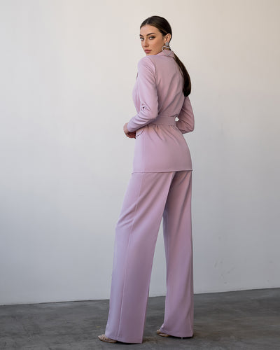 Dusty Pink BELTED WIDE-LEG SUIT 2-PIECE (ARTICLE 030)
