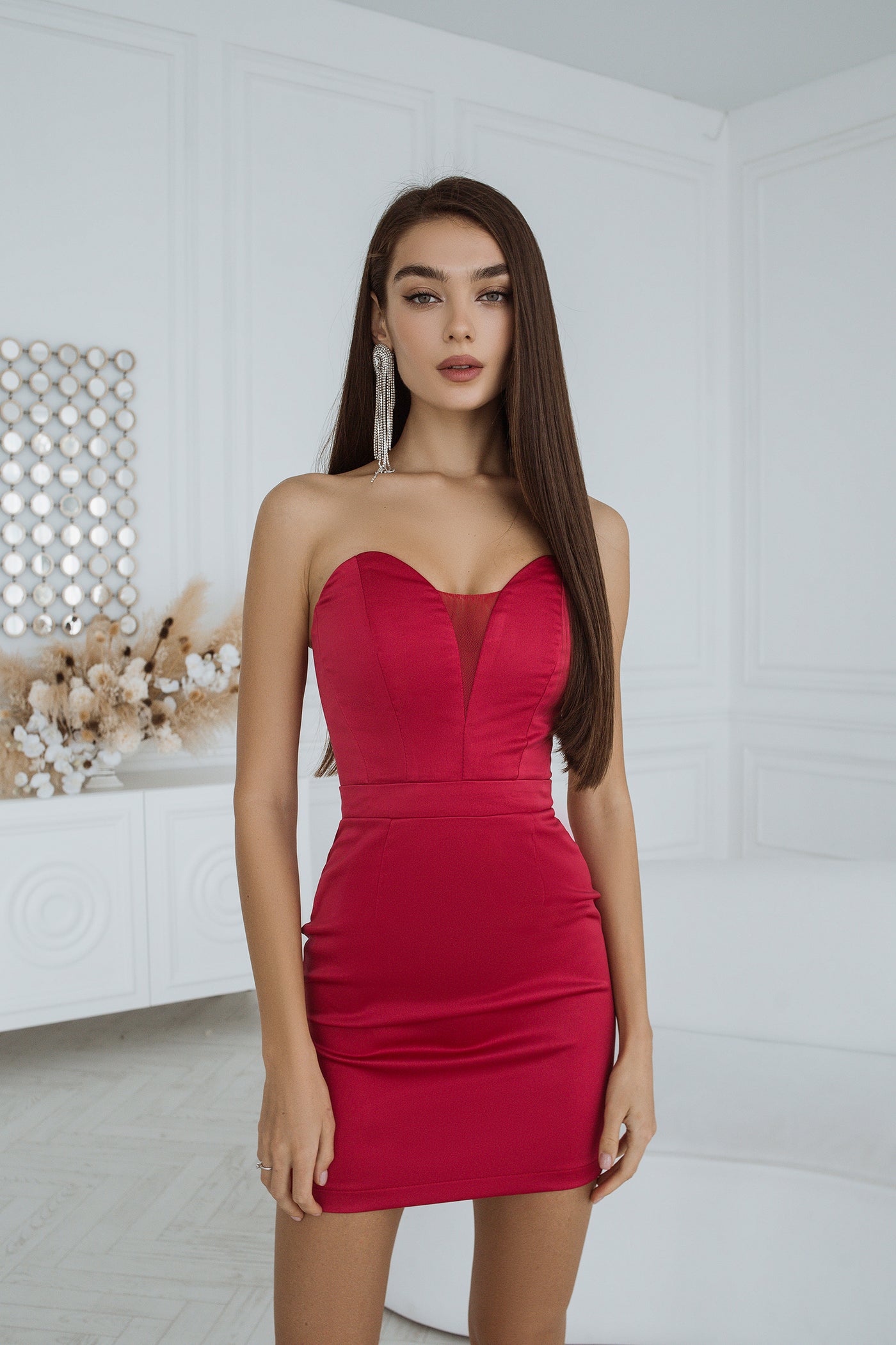 Red  Sweetheart Corseted Mini Dress (article C352)