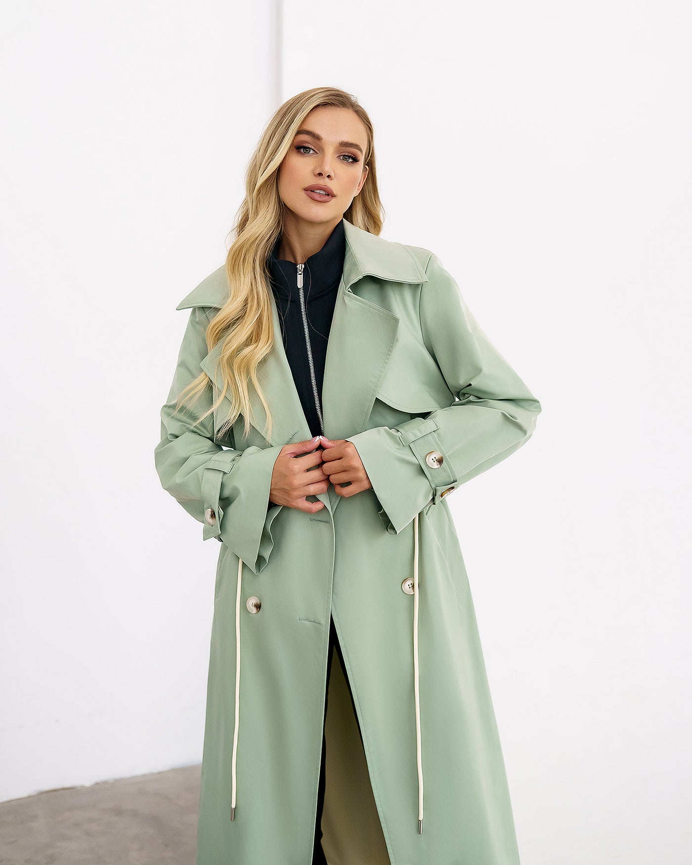 Olive LINED DOUBLE-BREASTED TRENCH COAT (ARTICLE 1000)