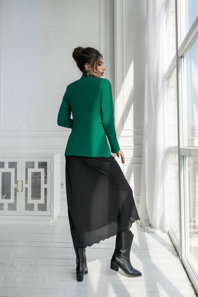 Black Silk High Waist Maxi Skirt