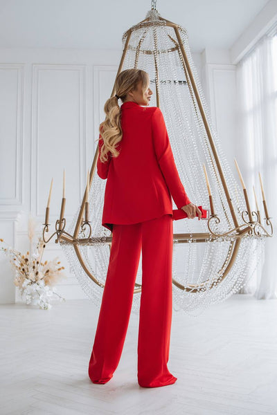 Red BELTED DOUBLE BREASTED SUIT 2-PIECE (ARTICLE C273)